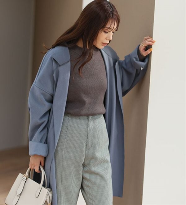 A HAPPY MARILYN（アハッピーマリリン）の「【Ｌ～６Ｌ】モックネック／ハイネックから選べる Ｔシャツ感覚で着られる（もっちりｖｅｒ）リブニット（ニット・セーター）」｜詳細画像