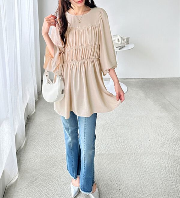 GeeRA（ジーラ）の「シャーリングビスチェデザインチュニックブラウス（ブラウス）」｜詳細画像