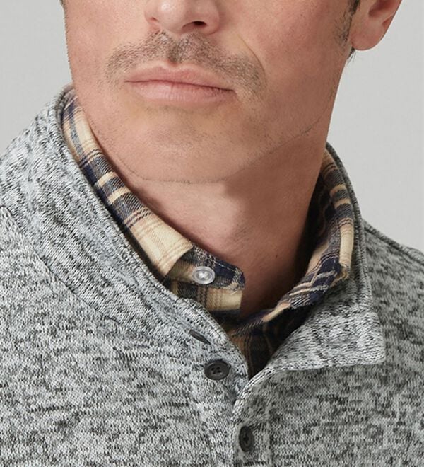 「暖かニットフリースダブル衿トレーナー（メンズトレーナー）」｜詳細画像