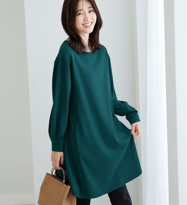 BELLUNA（ベルーナ）の「【吸湿発熱】ポンチ素材チュニックワンピース（チュニックワンピース）」｜詳細画像