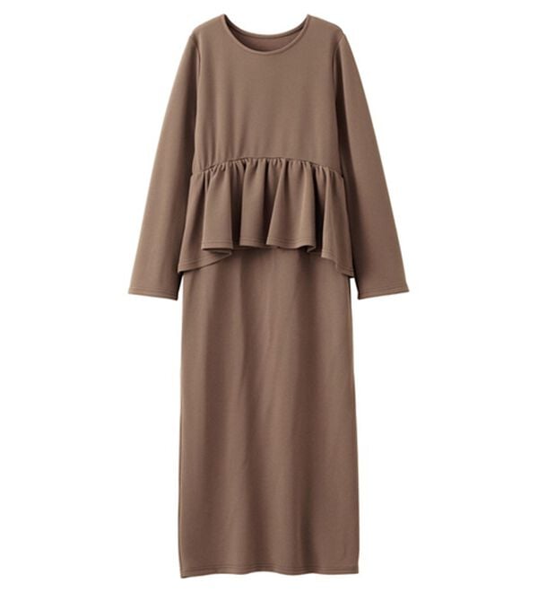 GeeRA（ジーラ）の「楽ちん！ペプラムデザインワンピース（カットソーワンピース）」｜詳細画像