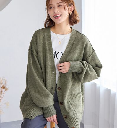 Viola e Viola（ヴィオラ エ ヴィオラ）の「洗えるもちもち　ミドル丈ニットカーデ（ニットカーディガン）」