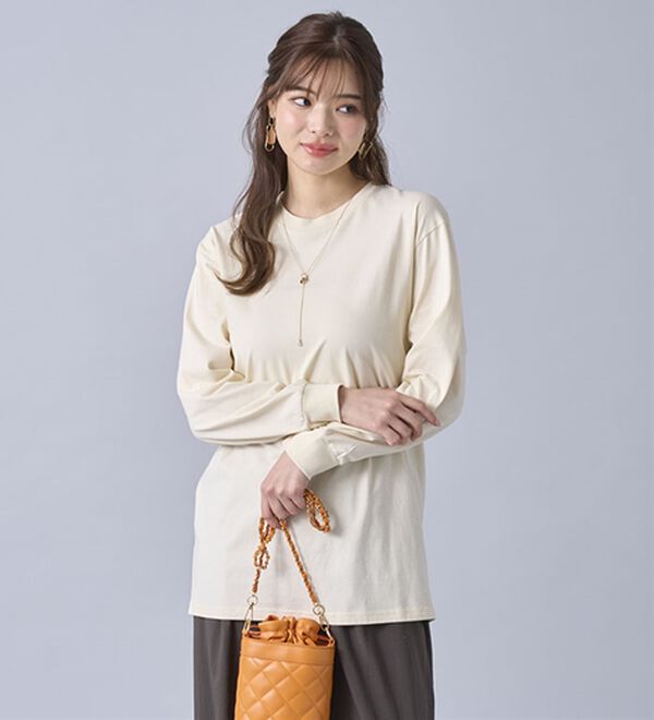 BELLUNA（ベルーナ）の「強撚綿１００％長袖プルオーバー（カットソー）」｜詳細画像