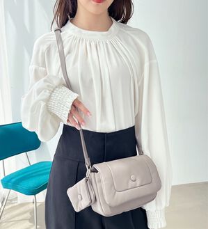 GeeRA（ジーラ）の「ポーチ付ぷくぷくバッグ（ハンドバッグ）」｜グレー