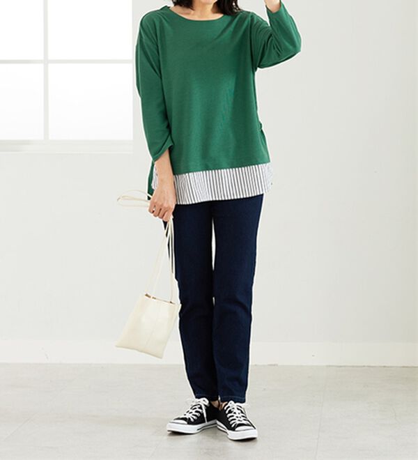 BELLUNA（ベルーナ）の「 ラメストライプシャツフェイクチュニック（チュニック）」｜詳細画像