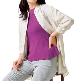 ルフラン（ルフラン）の「ステッチ使いフレンチリネン混シャツ（シャツ）」｜アイボリー