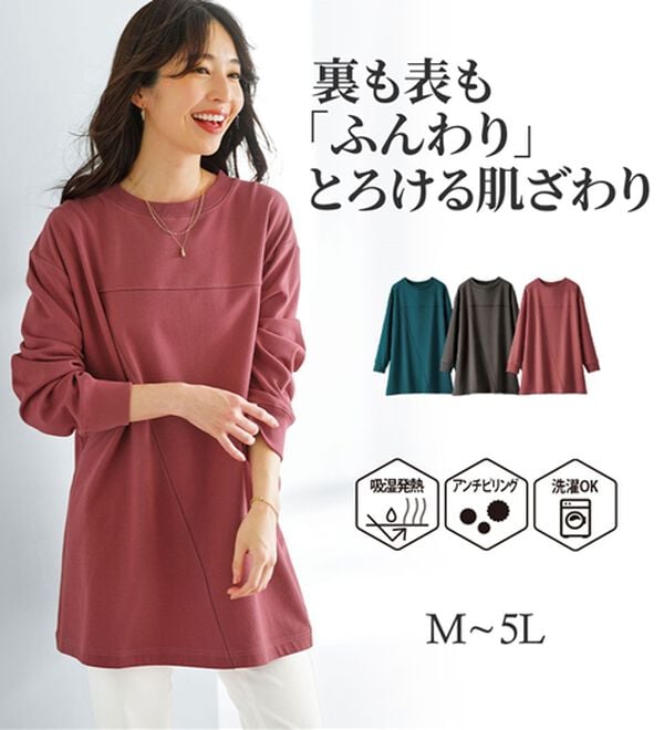 BELLUNA（ベルーナ）の「【快適Ｌａｂ．】ふんわりピーチ起毛切替チュニック（チュニック）」｜詳細画像