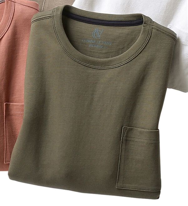 「綿１００％ベーシックＴシャツＮＥＯ（メンズＴシャツ）」｜カーキ