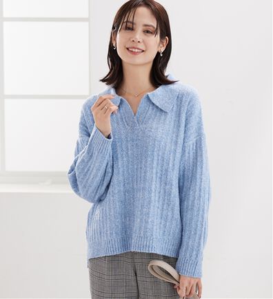 BELLUNA（ベルーナ）の「スキッパー衿編地変化ニットプルオーバー（ニット・セーター）」