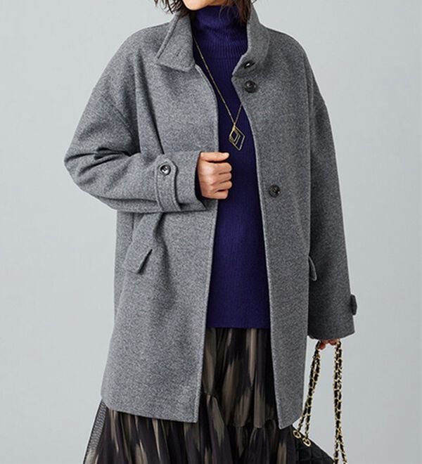 BELLUNA（ベルーナ）の「ウール調スタンド衿ミドル丈コクーンコート（ハーフコート）」｜詳細画像