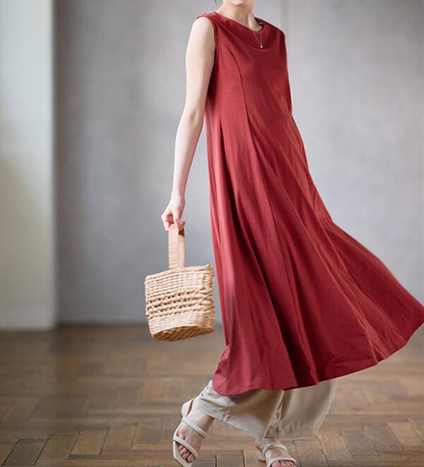 RANAN（ラナン）の「綿１００％フレアーロングワンピース（ロングワンピース）」｜詳細画像