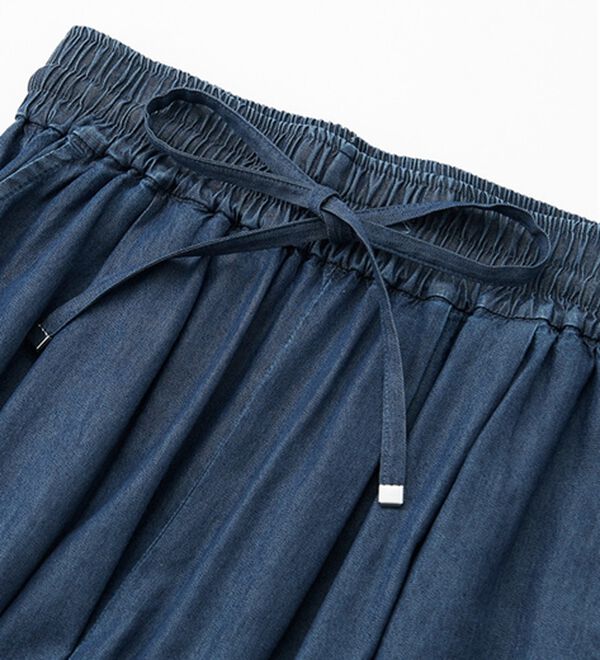 GeeRA（ジーラ）の「【接触冷感】穿いて感激！キレイ見えする楽ちんワイドデニムパンツ（ワイドパンツ・ガウチョ）」｜詳細画像