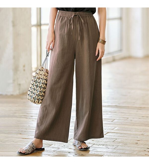 GeeRA（ジーラ）の「麻入りリラックスワイドパンツ（ワイドパンツ・ガウチョ）」｜詳細画像