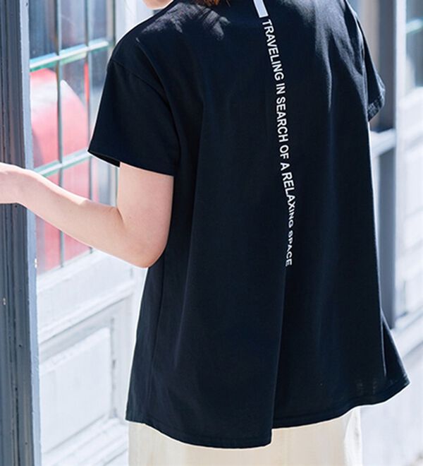 RANAN（ラナン）の「【接触冷感】ロゴプリントチュニックTシャツ（Tシャツ）」｜詳細画像