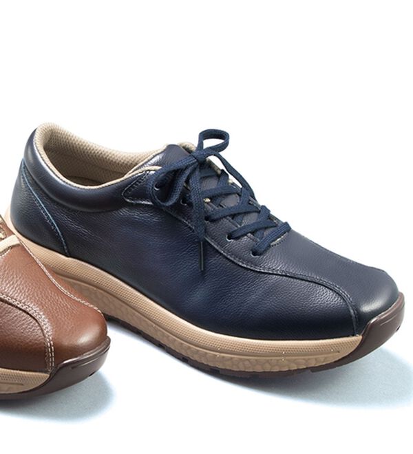 「＜ＬＥＯＮ＞ディアスキン　レザースニーカー（メンズスニーカー）」｜ダークネイビー