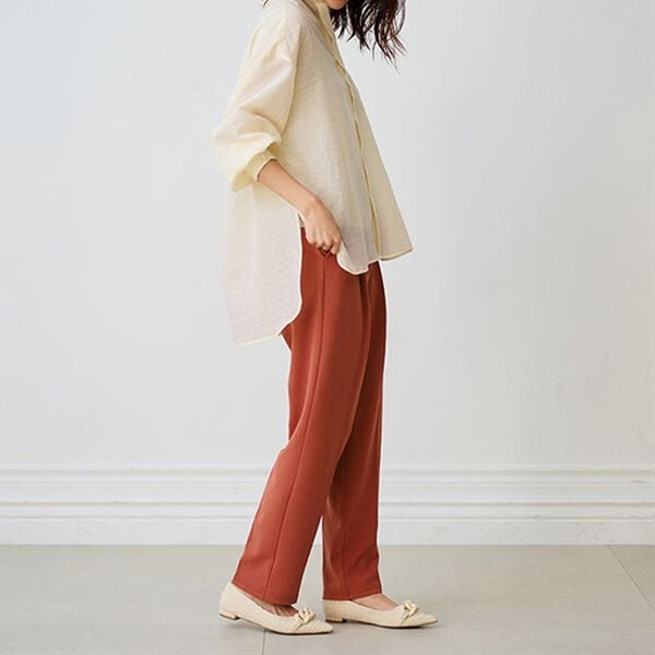 RANAN（ラナン）の「美脚カットジョーゼットタックパンツ（フルレングスパンツ）」｜詳細画像