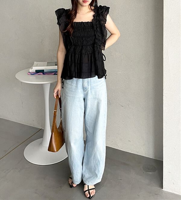 GeeRA（ジーラ）の「フリルシャーリングブラウス（ブラウス）」｜詳細画像