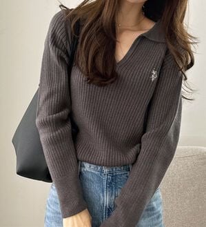 GeeRA（ジーラ）の「【U.S. POLO ASSN.】ポロ衿リブニット（ニット・セーター）」｜チャコール