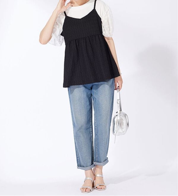 BELLUNA（ベルーナ）の「ジャカード素材バックリボンビスチェ（タンクトップ・キャミソール）」｜詳細画像