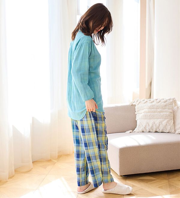 LAVIENNE（ラヴィエンヌ）の「【オーガニックコットン使用】綿１００％Ｗガーゼのルームパジャマ（パジャマ・ルームウェア）」｜詳細画像