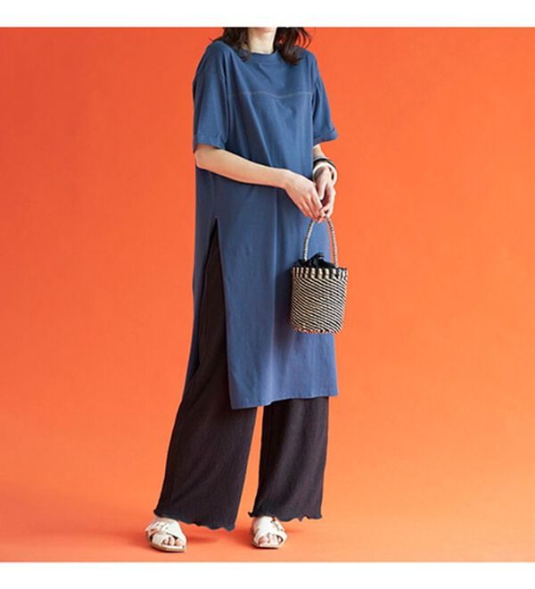 BELLUNA（ベルーナ）の「【楊柳イージーパンツ付】ひんやり！スリットデザインワンピース（カットソーワンピース）」｜詳細画像