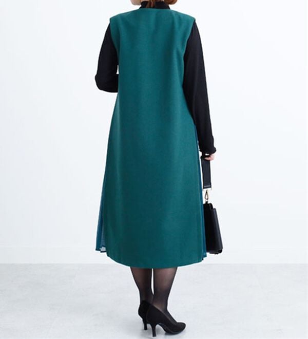 BELLUNA（ベルーナ）の「メルトン素材プリーツ使いジャンパードレス（ジャンパースカート）」｜詳細画像