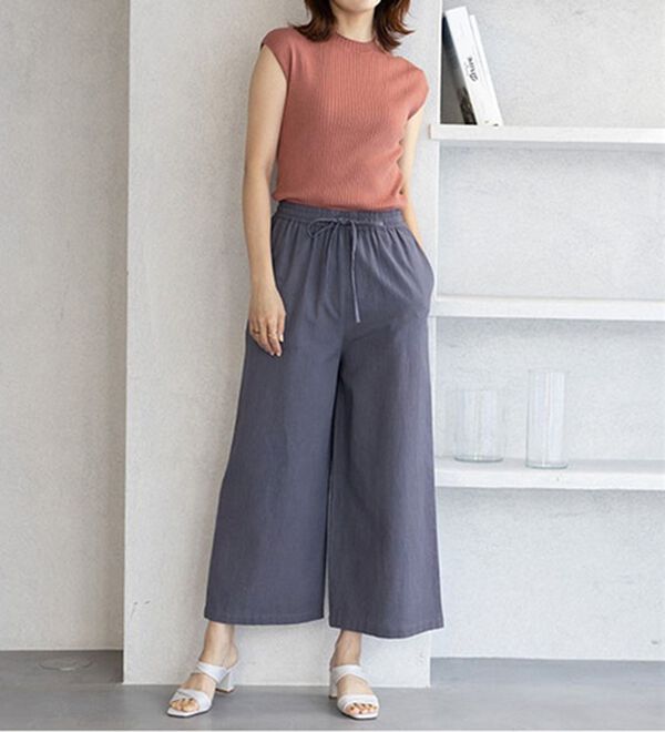 GeeRA（ジーラ）の「麻入りリラックスワイドパンツ（ワイドパンツ・ガウチョ）」｜詳細画像