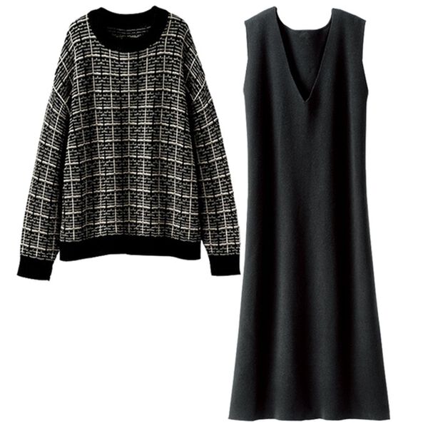 BELLUNA（ベルーナ）の「ジャカード素材ワンピースアンサンブル（アンサンブル）」｜詳細画像