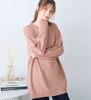 alotta（アロッタ）の「洗える！ゆるニットＶネックチュニック（チュニック）」｜ピンク