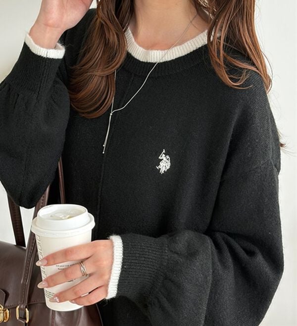 GeeRA（ジーラ）の「【U.S. POLO ASSN.】配色ゆるシルエットニットワンピース（ニットワンピース）」｜詳細画像