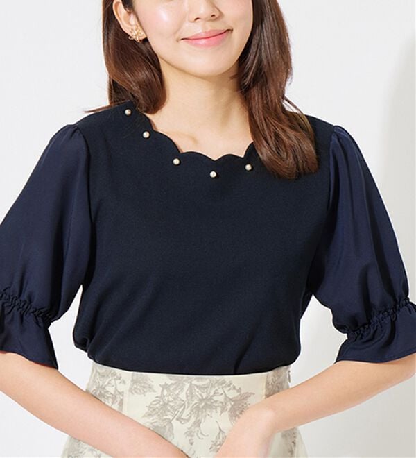 即完売！See By Chloėスカラップ袖Tシャツ スカラップデザインキャンディー袖トップス - ベルーナ【公式】