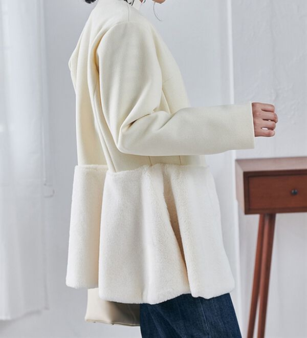 RANAN（ラナン）の「ペプラムファー切替コート（ハーフコート）」｜詳細画像