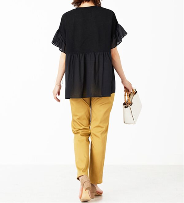 BELLUNA（ベルーナ）の「【Ｌａｇｒｉｌｕａ】異素材使いギャザーチュニック（カットソー）」｜詳細画像