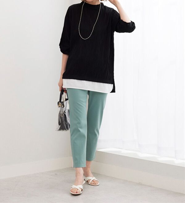 BELLUNA（ベルーナ）の「裾切替波柄ジャカード素材プルオーバー（カットソー）」｜詳細画像