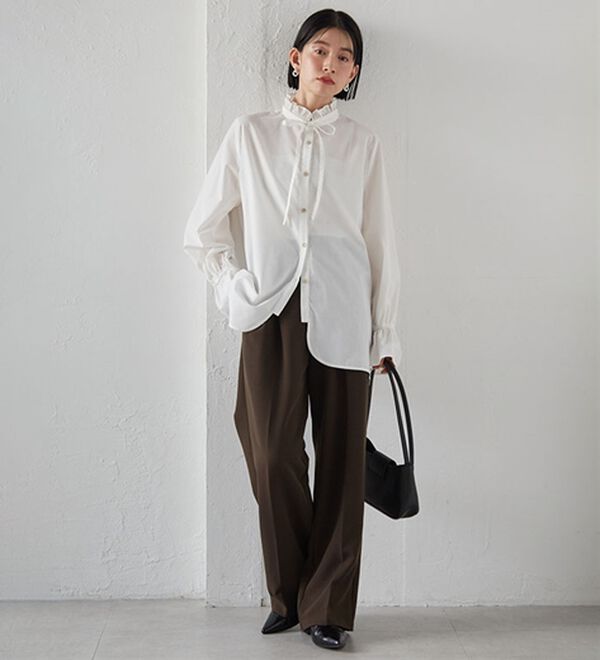 RANAN（ラナン）の「プチフリルリボン付きブラウス（ブラウス）」｜詳細画像