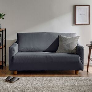 iellio（イエリオ）の「お買得！ワッフルソファカバー＜洗える・伸縮・ソファーカバー・肘あり・肘なし・１人掛・２人掛・３人掛＞（ソファーカバー）」｜チャコールグレー