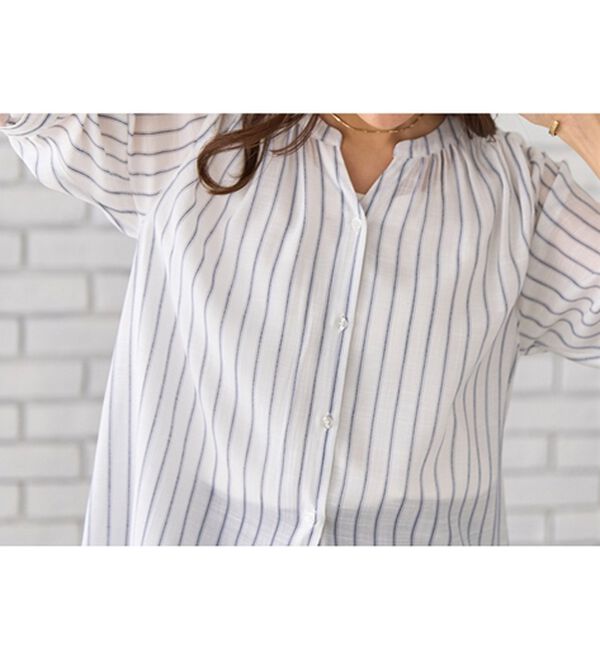 BELLUNA（ベルーナ）の「スラブ素材スキッパーデザインシャツチュニック（チュニック）」｜詳細画像