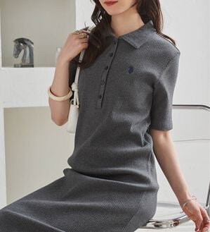 RANAN（ラナン）の「＜U.S.POLO ASSN.＞ ポロ衿リブワンピース（その他ワンピース）」｜グレー