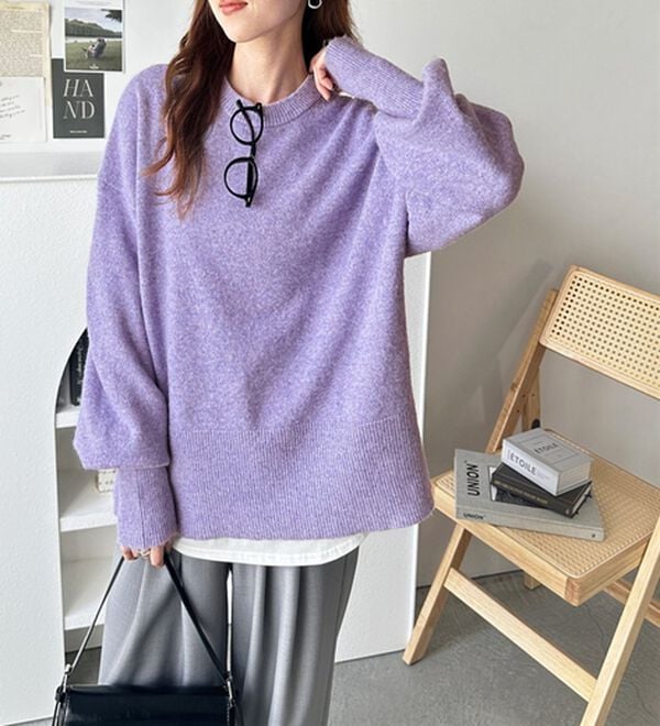 GeeRA（ジーラ）の「ゆるっと柔らか！袖ボリュームメランジニット（ニット・セーター）」｜詳細画像