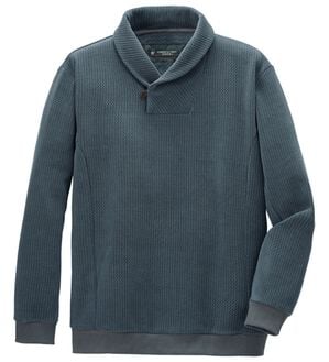 「＜コムルヴァン・オム＞柔らか素材の首元暖か衿トレーナー（メンズトレーナー）」｜スモーキーブルー