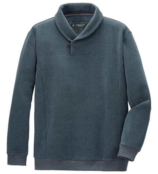 「＜コムルヴァン・オム＞柔らか素材の首元暖か衿トレーナー（メンズトレーナー）」｜スモーキーブルー