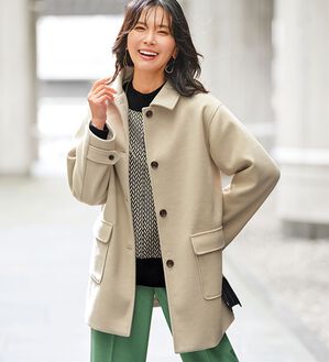 BELLUNA（ベルーナ）の「ウール調ステンカラーコート（ハーフコート）」｜詳細画像