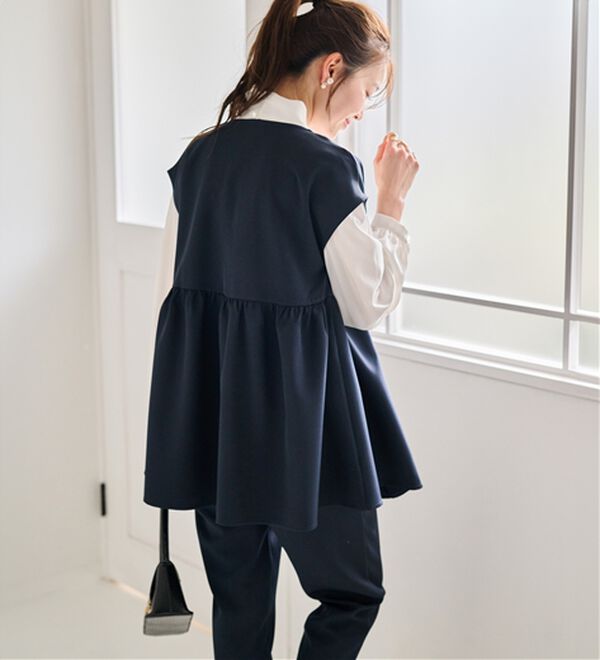 RANAN（ラナン）の「洗える！ペプラムギャザーベストセットアップ（パンツスーツ）」｜詳細画像