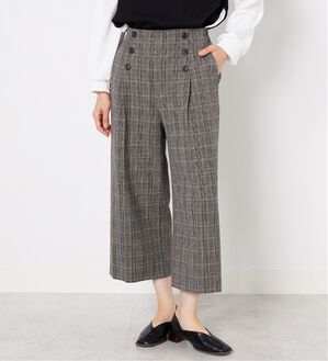 BELLUNA（ベルーナ）の「ストレッチ素材ボタン使いワイドパンツ（その他パンツ）」｜ブラウン系チェック
