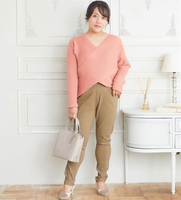 A HAPPY MARILYN（アハッピーマリリン）の「【Ｌ～８Ｌ／選べるデザイン】ストレッチ裏起毛美脚パンツ（テーパードパンツ）」｜詳細画像