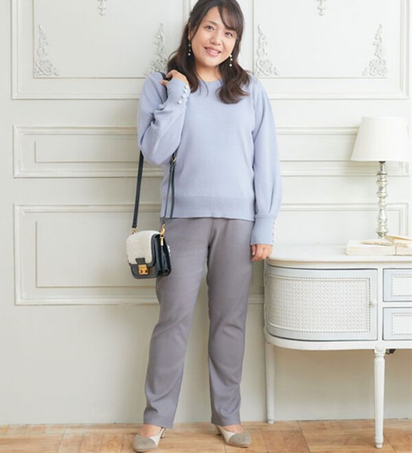 A HAPPY MARILYN（アハッピーマリリン）の「【Ｌ～８Ｌ／選べるデザイン】ストレッチ裏起毛美脚パンツ（テーパードパンツ）」｜詳細画像