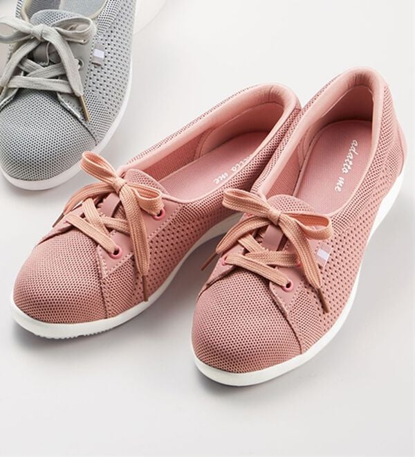 ルフラン（ルフラン）の「やわらかニットのバレエスニーカー（フラットシューズ）」｜ピンク