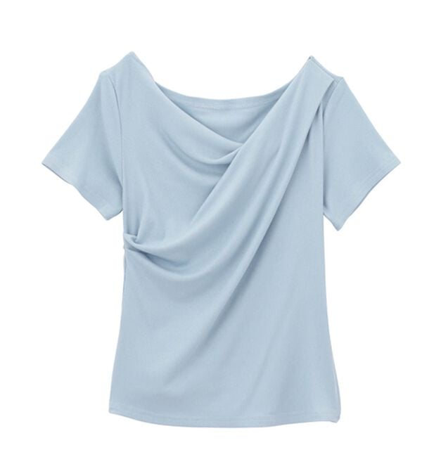 RANAN（ラナン）の「【ひんやり/UV対策】上品ドレープリブTシャツ（カットソー）」｜詳細画像