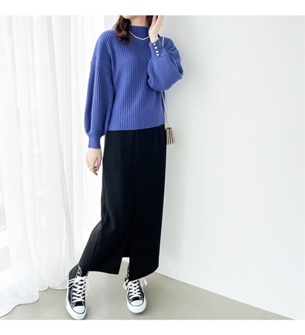 GeeRA（ジーラ）の「袖ボタンボトルネックリブニット（ニット・セーター）」｜詳細画像