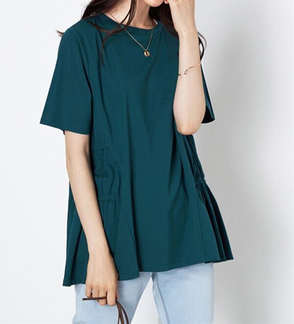 BELLUNA（ベルーナ）の「ヒンヤリ！サイドギャザー使いチュニック（チュニック）」｜詳細画像